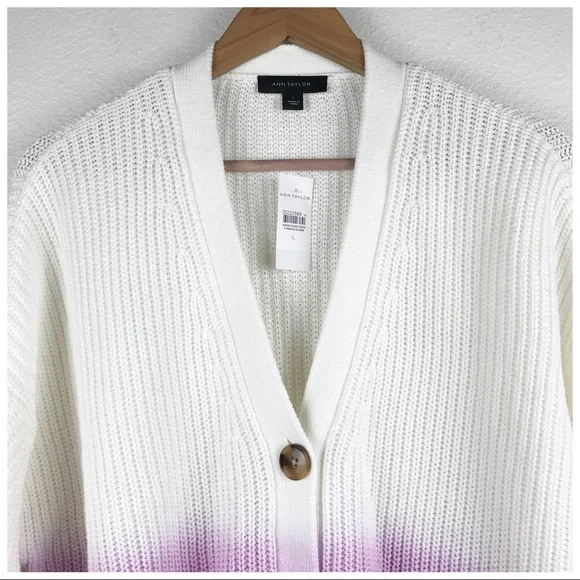 NWT Ann Taylor Purple Ombré Cardigan Size Large - Picture 5 of 9